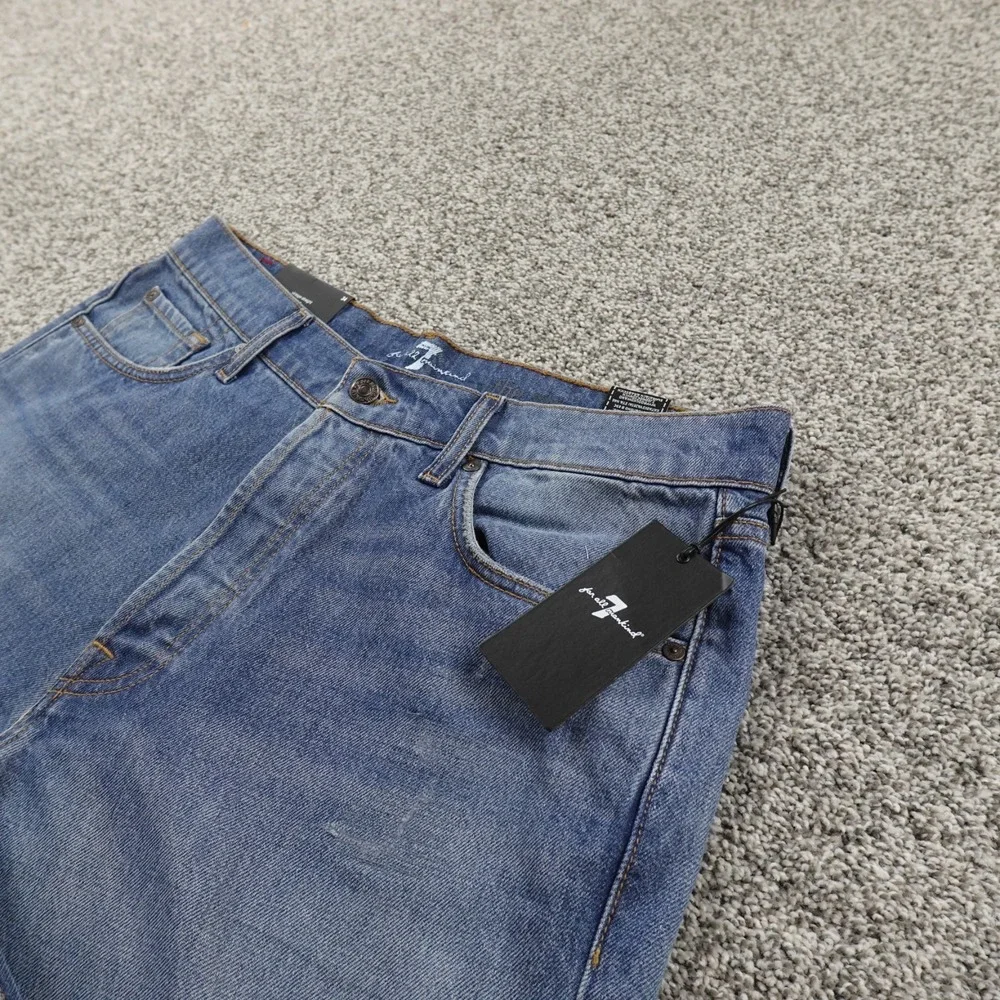 NEW 7 For All Mankind Jeans Mens 34X32 Dark Blue Denim Vintage Straight Pants